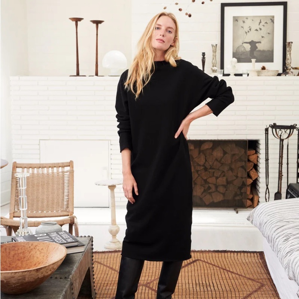 Frank‎ & Eileen ISABELLE Funnel Neck Dress Black Long Sleeve